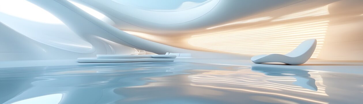 Abstract interior design with smooth, flowing curves.