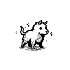 Stylized small furry animal with adorable charm in monochromatic design