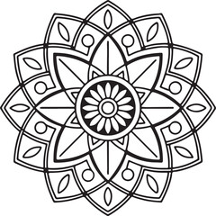 Printable Floral Mandala – Symmetrical Black and White Line Art