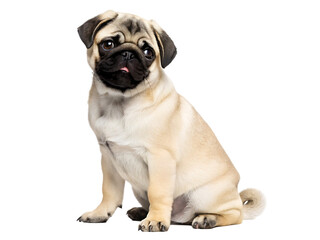 Obraz premium Pug puppy sitting isolated on white background PNG 