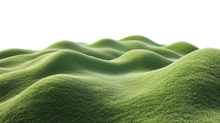 Natural scenery of lush green hills and expansive on transparent. PNG