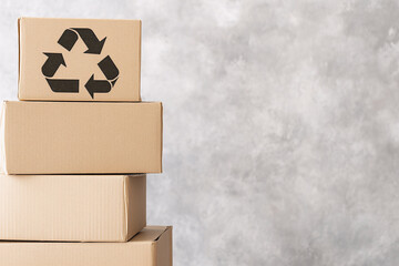 A stack of recycled paper packaging boxes