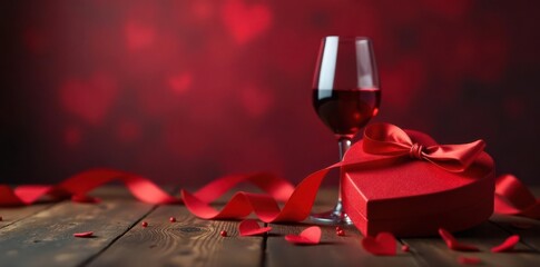 Red wine & Valentine's gift box, romantic setting, box, passion