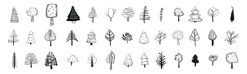 Fototapeta premium Doodle Style Trees