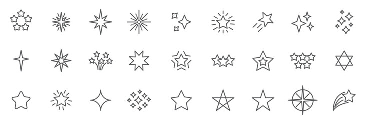 Set linear stars icons stars twinkle icons.