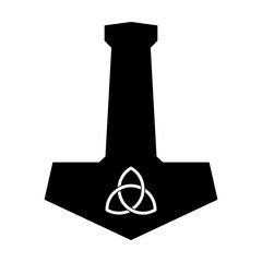 Thor's hammer mjolnir with triquerta svg cut file. Isolated vector illustration.