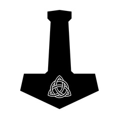 Thor's hammer mjolnir with triquerta svg cut file. Isolated vector illustration.