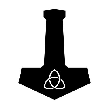 Thor's hammer mjolnir with triquerta svg cut file. Isolated vector illustration.