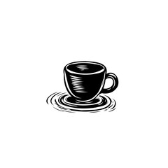 Serene cup illustration exhibiting simplicity and subtle graphic waves