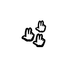 A playful cluster of hand-shaped outlines, conveying whimsical and joyful concepts