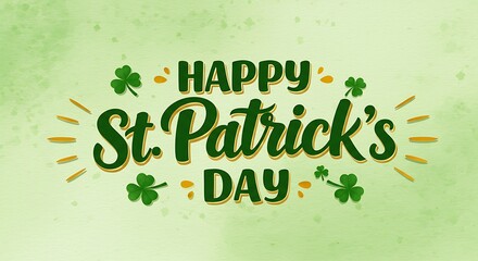 Vibrant St. Patrick's Day Celebration with Green Greetings and Clovers.