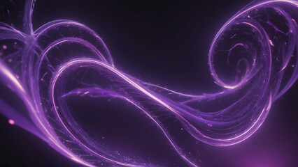 Fototapeta premium Abstract purple light trails and particles swirling on dark background