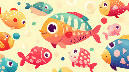 seamless pattern with funny fish