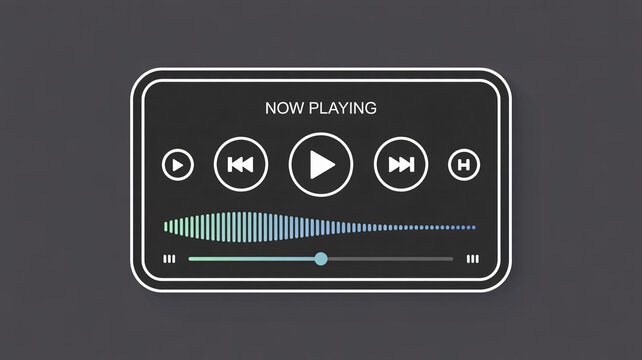 Music or audio player UI vector design in outline style