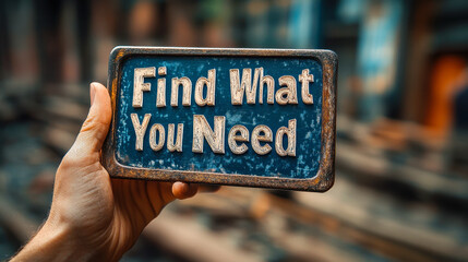 Conceptual Hand Holding Find What You Need Sign for Information and Guidance