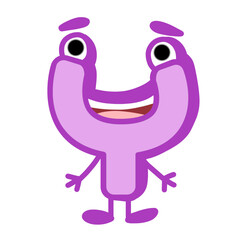 Fun Alphabet, Cartoon character letter Y with cute expression. Cute cartoon alphabet character illustration for early childhood education.	