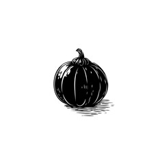 Monochromatic illustration of a pumpkin, showcasing artistic rendering techniques