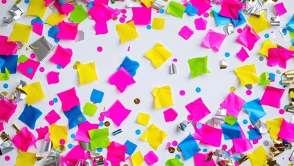 Pink Vibrant Confetti Pieces In Various Shapes