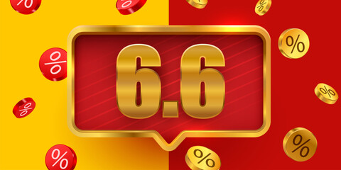 6.6 discount flash sale background. Vector illustration for shopping day, online shopping, special Offer coupon, voucher, banner template, websites, social media advertising.