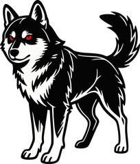 line art vector illustration of haina dog