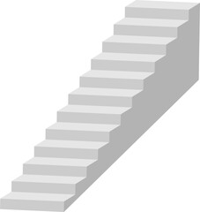 Minimalist abstract staircase design, featuring a series of floating steps forming a geometric zigzag pattern. The artwork has a monochrome color scheme with soft shadows