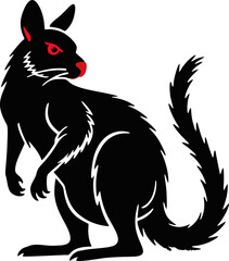 Mysterious Dark Rodent with Red Eyes in Vector Art Style