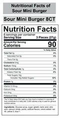 Nutrition facts, Supplement facts, Nutrition facts template, Nutritional Facts of Sour Mini Burger, Nutrition Facts Vector Template, With Clean Modern Design