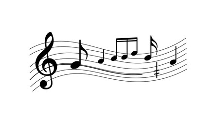 Elegant Musical Notes Illustration with Staff and Clef for Creative Design.