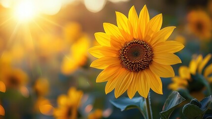 Fototapeta premium Sunflowers in golden light