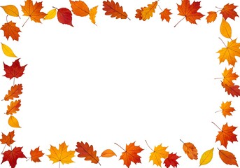Obraz premium Autumn Leaf Frame with Vibrant Fall Colors for Seasonal Design and Backgrounds.