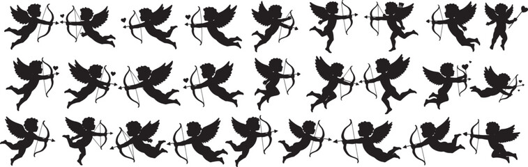 Cupid silhouette vector art for valentine's day design and love themed graphic resources for free download