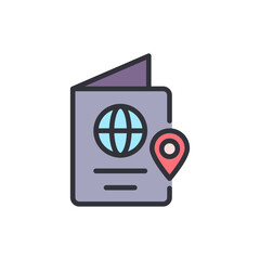 Passport With Globe Symbol And Location Pin For International Trip