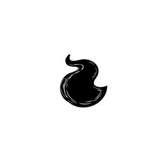 Stylized black blob evoking fluid motion, a dynamic abstract expression