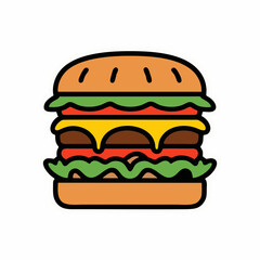 Colorful Cartoon Burger Icon Illustration