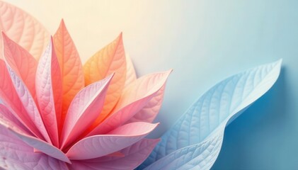 Soft, flowing pastel leaf shapes, abstract artistic style , vibrant, background, aesthetic