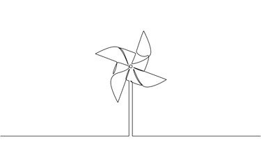 Vector illustration of A colorful paper windmill spinning in the wind, Pinwheel, Pinwheel isolated on white background for kids coloring book.