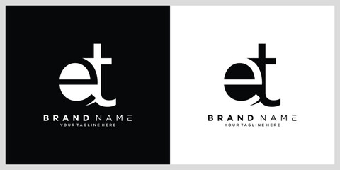 Initial ET or TE letter logo design vector