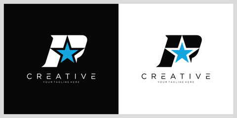 Abstract Initial Letter P Star Logo Vector