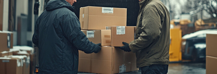 Moving professionals transfer household items from vehicles, ensuring an organized and stress free transition into a new home.