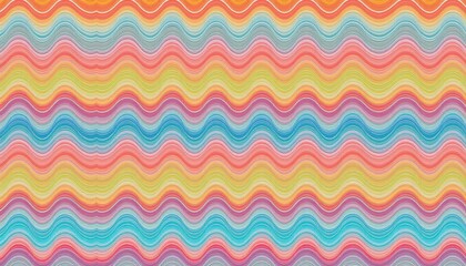 Vibrant Retro Wavy Pattern Pink, Orange, Yellow, Green, Blue Color Gradient Background