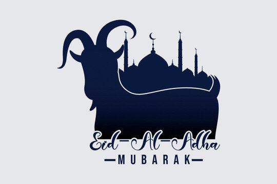 Eid al-Adha Mubarak Illustration Featuring Ram and Sheep for the Festival of Sacrifice Kurban Bayrami Celebration