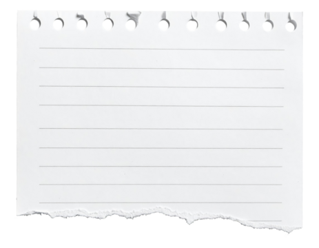 Torn paper with distressed edges and a textured perfect scrapbook isolated cut out on transparent png