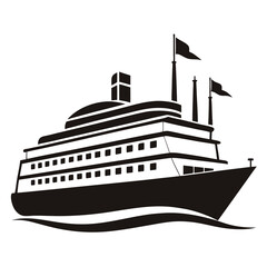 Obraz premium Ship with Multiple Flags