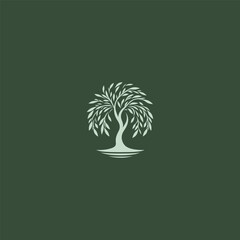 Willow tree logo in graceful and minimalist illustration style. © Leyde