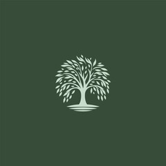 Willow tree logo in graceful and minimalist illustration style. © Leyde
