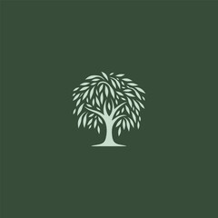 Willow tree logo in graceful and minimalist illustration style. © Leyde