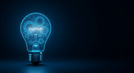 light bulb,  gears,  cogs, Glowing Light Bulb with Interconnected Gears