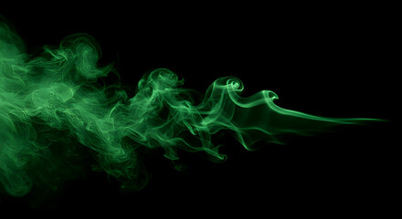 abstract,  background,  black, Abstract Green Smoke on Black Background