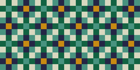 Seamless checkerboard background in green tones