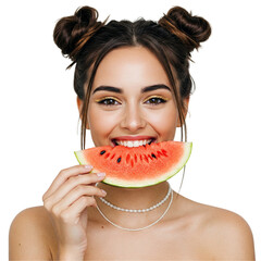 woman eating watermelon